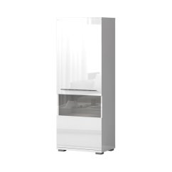 Vitrína V60V-1KS/PN bílá lesk 