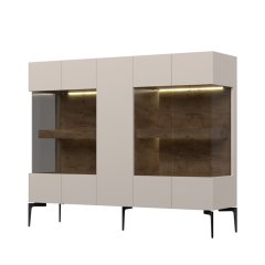 Komoda skleněná SKY45 K152-5KS/S45 - dub tobacco/matný efekt kašmír