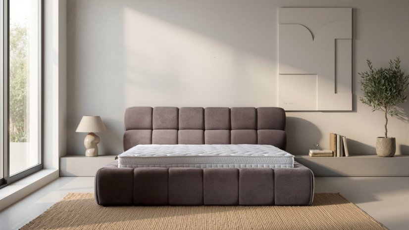 Čalouněná postel GLOBE s matrací - hnědá - Rozměr: 180 × 200 cm