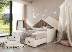 Postel s roštem AMBER bílá a matracemi SOLO - set