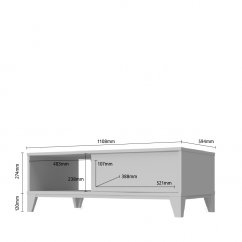 Konferenční stolek BRIO-KLS -bílá lesk/pacific ořech