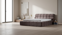 Čalouněná postel GLOBE s matrací - hnědá