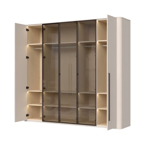 Skříň prosklená s osvětlením RONDO - P5R-3AL/RO - Cashmere lak mat