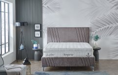 Čalouněná postel ELEGANCE NEW s matrací - světle šedá