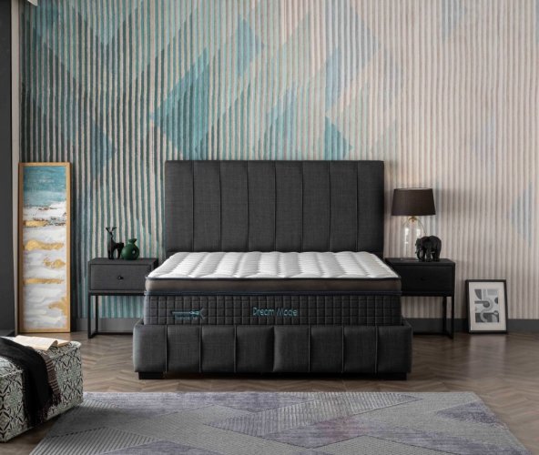 Čalouněná postel DREAM MODE NEW s matrací - antracit