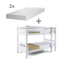 Patrová postel z masivu LENNY H 173 buk bílá s matracemi ELASTIK - SET