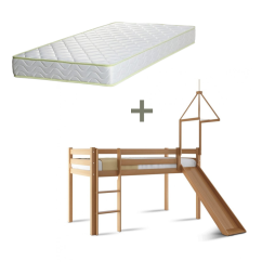 Dětská patrová postel ANDY 90 buk natur s matrací ELASTIK - SET