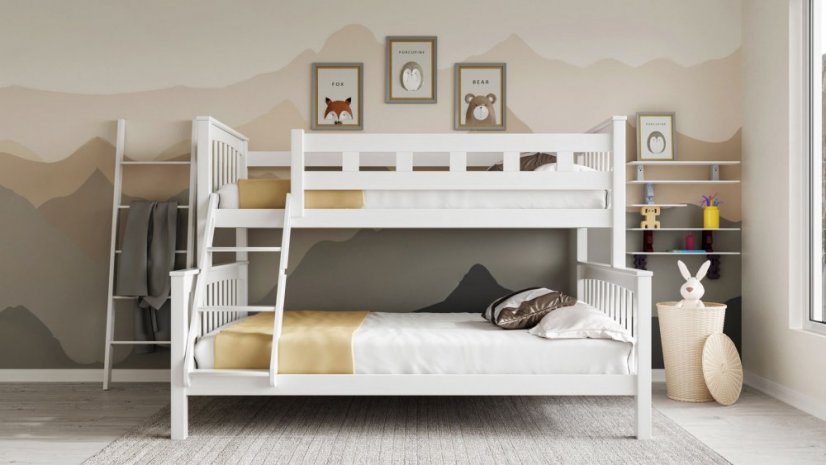 Patrová postel z masivu MARIO FAMILY - buk bílá