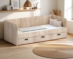 Postel s roštem AMBER dub premium a matracemi SOLO - set