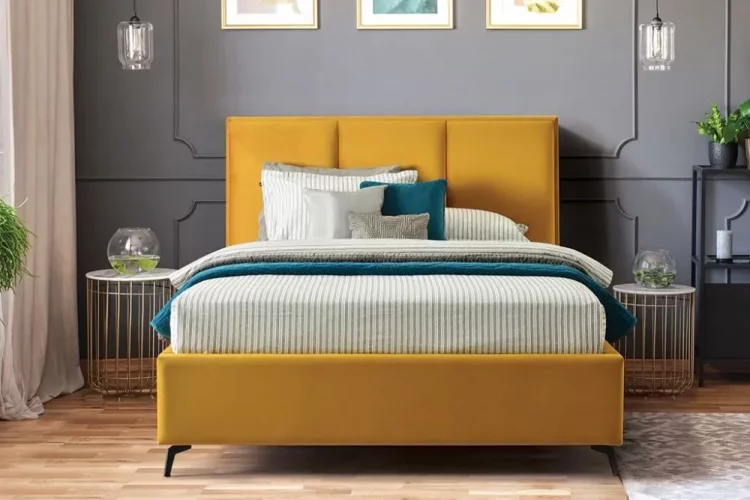 Čalouněná postel CESTO - šedá - Rozměr: 160 × 200 cm