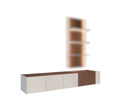 Závěsná TV komoda SMART - ořech/kašmír
