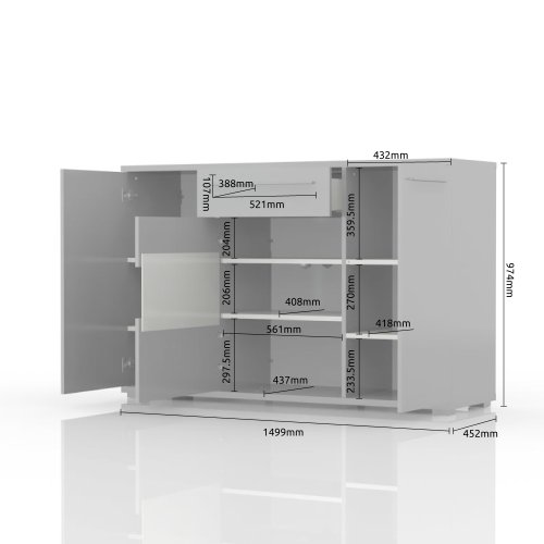 Komoda PIANO K150V-3KS1F/PN bílá lesk