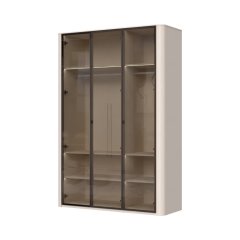 Skříň prosklená RONDO - P3-3AL/RO - Cashmere lak mat