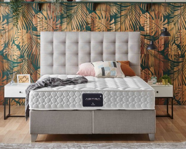 Čalouněná postel ASTRA s matrací - šedá