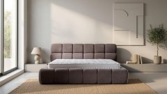 Čalouněná postel GLOBE s matrací - hnědá