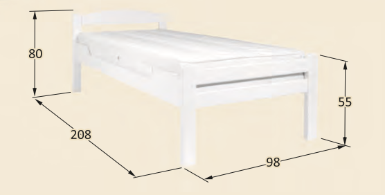 Postel z masivu K1 90 PLUS - buk