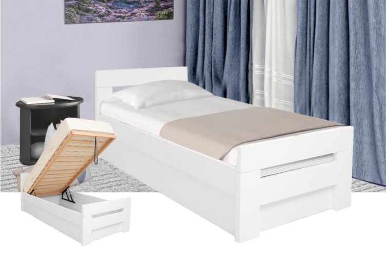 Postel z masivu K2 BOX 90 buk natural  s matrací ELASTIK - SET