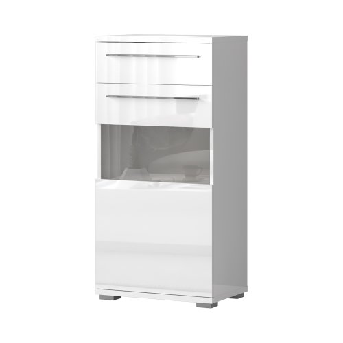 Vitrína PIANO V60-1KS1F/PN bílá lesk
