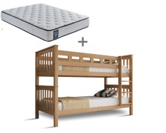 Patrová postel s matracemi a rošty MARIO - buk natur