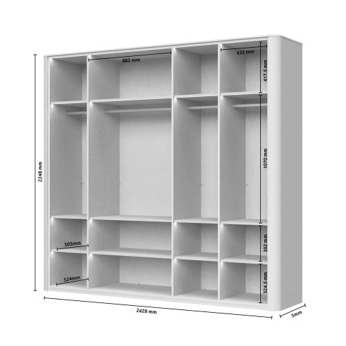 Skříň prosklená s osvětlením RONDO - P5R-3AL/RO - Cashmere lak mat