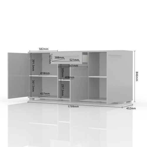 Komoda PIANO K180-3K1F/PN bílá lesk