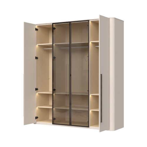 Skříň prosklená s osvětlením RONDO - P4R-2AL/RO - Cashmere lak mat