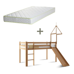 Dětská patrová postel ANDY 90 buk natur s matrací ELASTIK - SET