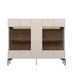 Komoda skleněná SKY45 K152-5KS/S45 - dub tobacco/matný efekt kašmír
