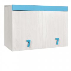 Závěsná skříňka NUMERO - dub bílý/modrá