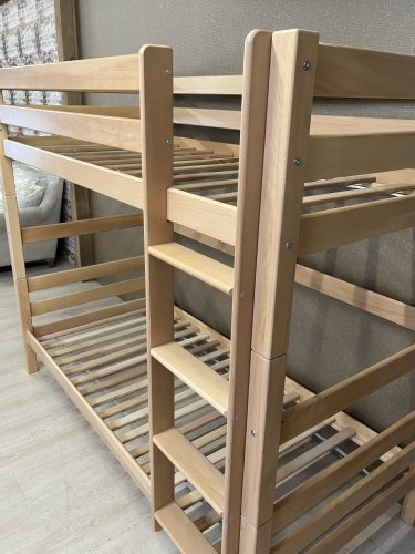 Patrová postel z masivu LENNY H 173 buk natur s matracemi ELASTIK - SET