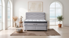 Čalouněná postel DREAM MODE NEW s matrací - světle šedá