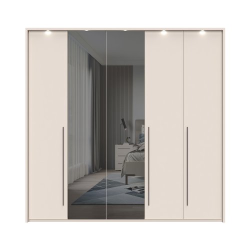 Sestava skříní s rámem, osvětlením a zrcadlem OPERA - P5B-2OG/OP - Cashmere lak mat