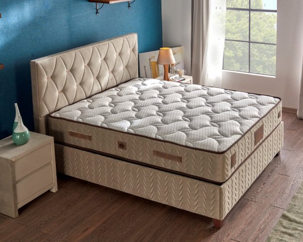 Čalouněná postel CASHMERE s matrací - béžová