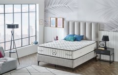 Čalouněná postel PROUD NEW s matrací - světle šedá