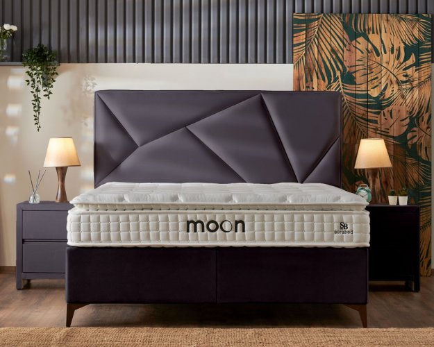Čalouněná postel MOON s matrací - antracit