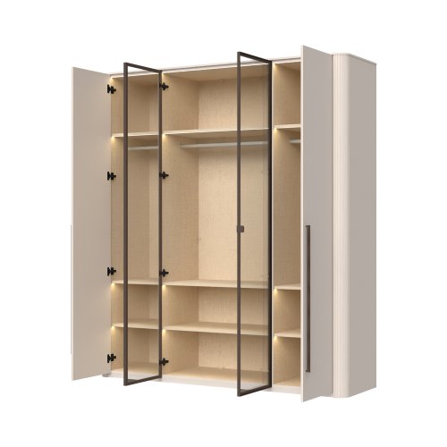 Skříň prosklená s osvětlením RONDO - P4R-2AL/RO - Cashmere lak mat
