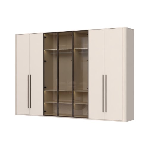 Skříň prosklená s osvětlením RONDO - P7R-3AL/RO - Cashmere lak mat