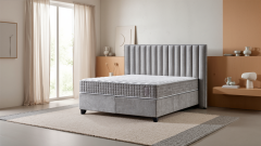 Čalouněná postel REGAL s matrací - světle šedá
