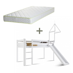 Dětská patrová postel ANDY 90 bílá s matrací ELASTIK - SET