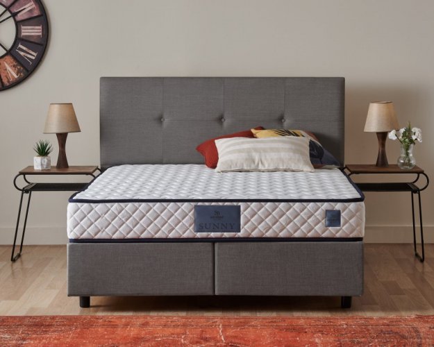 Čalouněná postel SUNNY s matrací - tmavě šedá