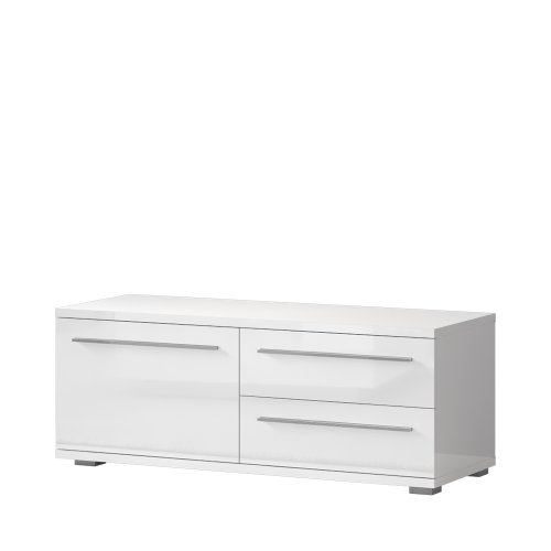 Televizní stolek PIANO TV120-1K2F/PN bílá lesk