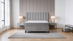 Čalouněná postel REGAL s matrací - světle šedá