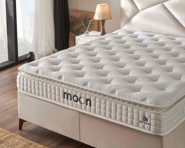 Čalouněná postel MOON s matrací - béžová