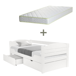 Postel z masivu K1 SOFA 90 PLNÁ PLUS buk natural s matrací ELASTIK - SET