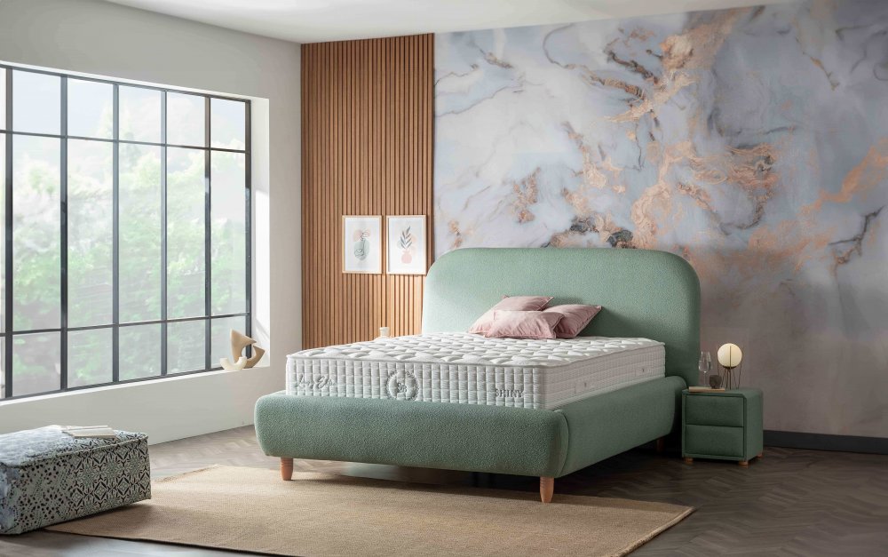 Čalouněná postel SHINY NEW - světle zelená 180 × 200 cm