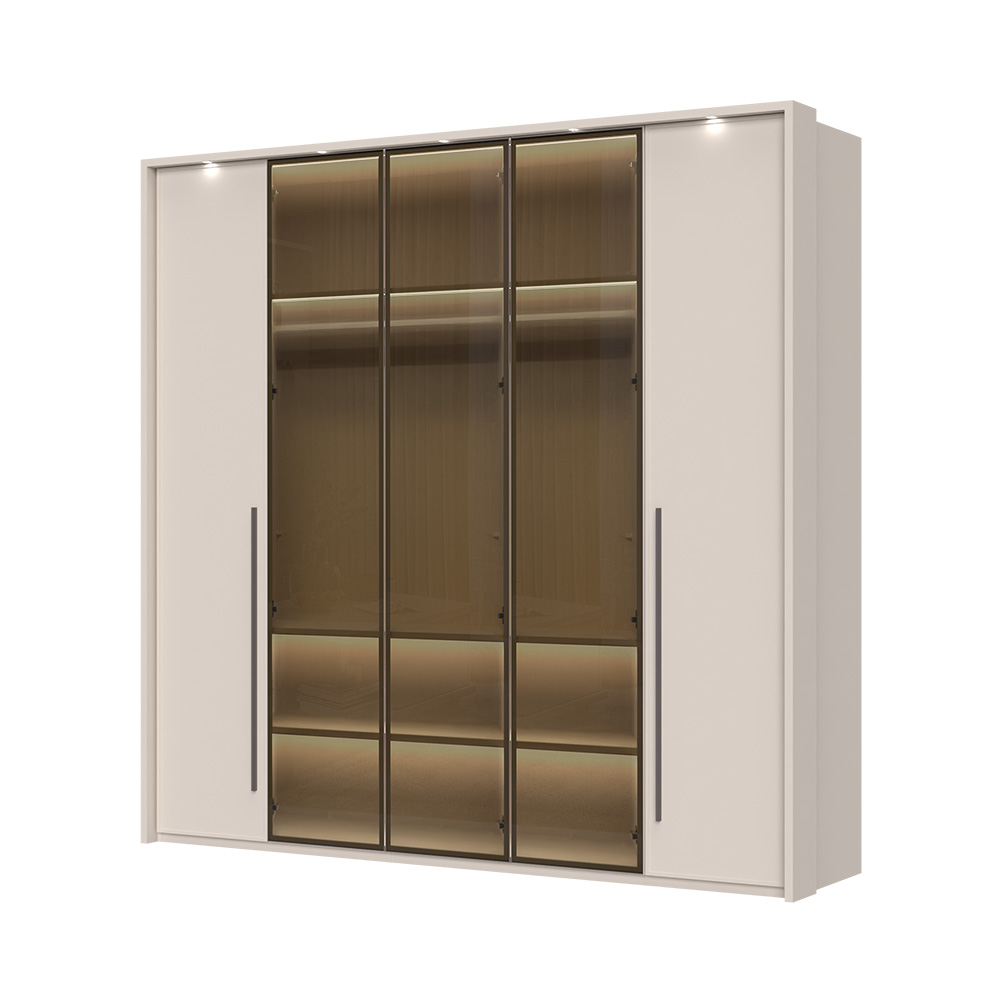 Sestava skříní s rámem a osvětlením OPERA - P5B-3AL/OP - Cashmere lak mat