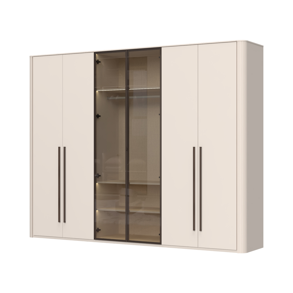 Levně Skříň prosklená s osvětlením RONDO - P6R-2AL/RO - Cashmere lak mat