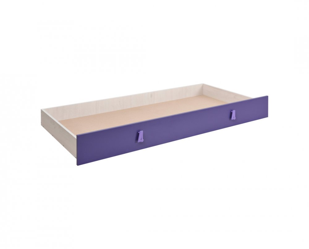Dětská zásuvka pod postel Numero - dub bílý/fialová
