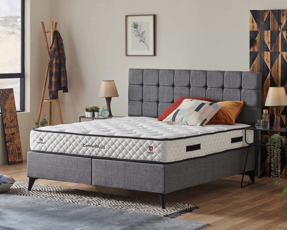 Čalouněná postel COMFORT PLUS - šedá 120 × 200 cm