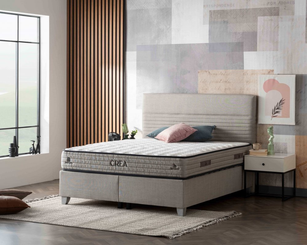 Čalouněná postel CREA NEW s matrací - světle šedá 100 × 200 cm